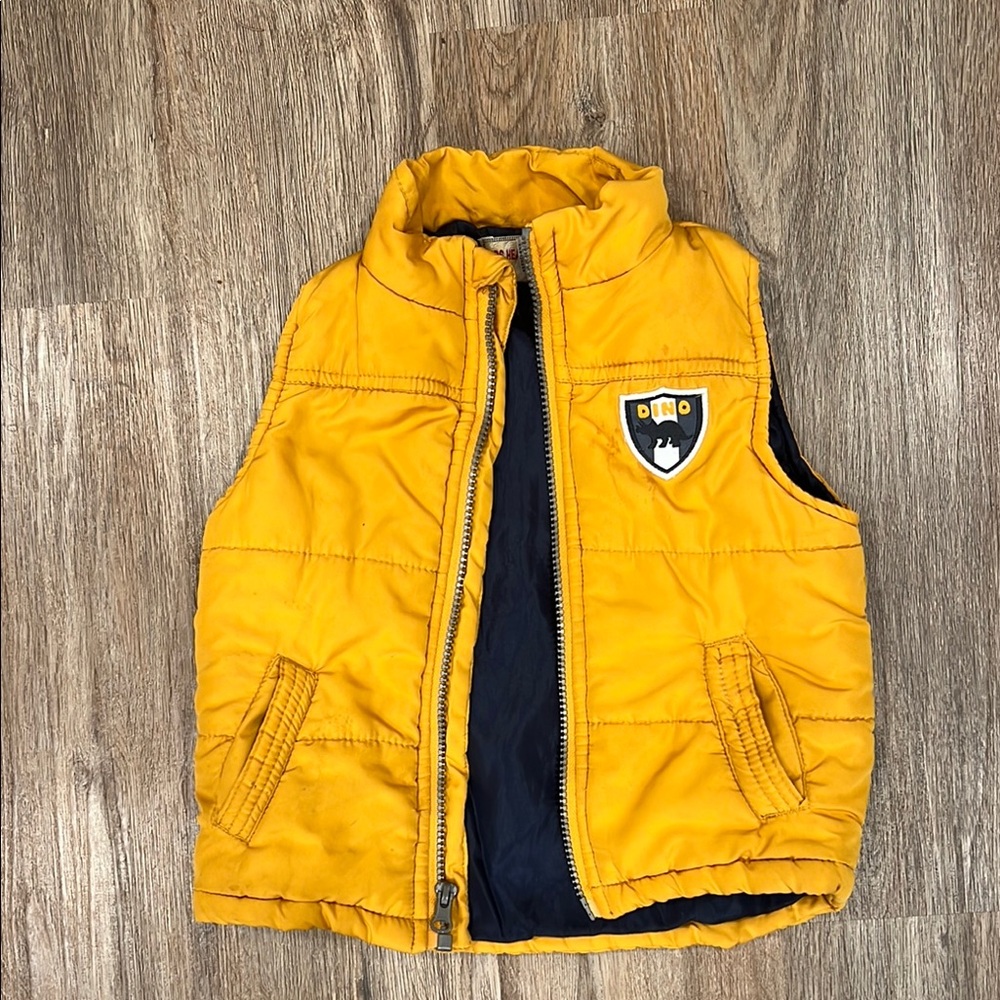 Yellow Puffer Vest with Patch